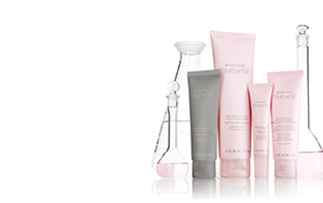 Mary Kay TimeWise Miracle Set 3D product group shot with lab beakers