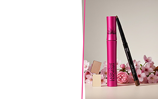 Die Produkte aus dem Looks of Love Set von Mary Kay: Lash Love Fanorama Mascara, Chromafusion Eye Shadow Crystalline und Rose Gold sowie Eyeliner Matte Brown